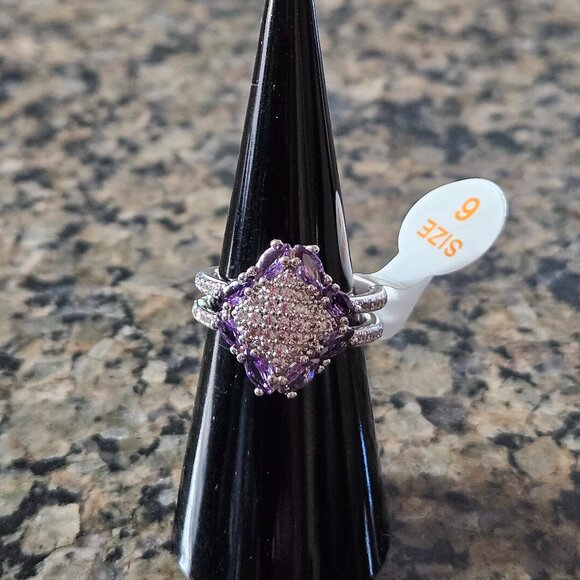 Bomb Party RBP3672 "Dreaming in Gemstone" Amethyst Cubic Zirconia Sz 6 - Picture 1 of 5